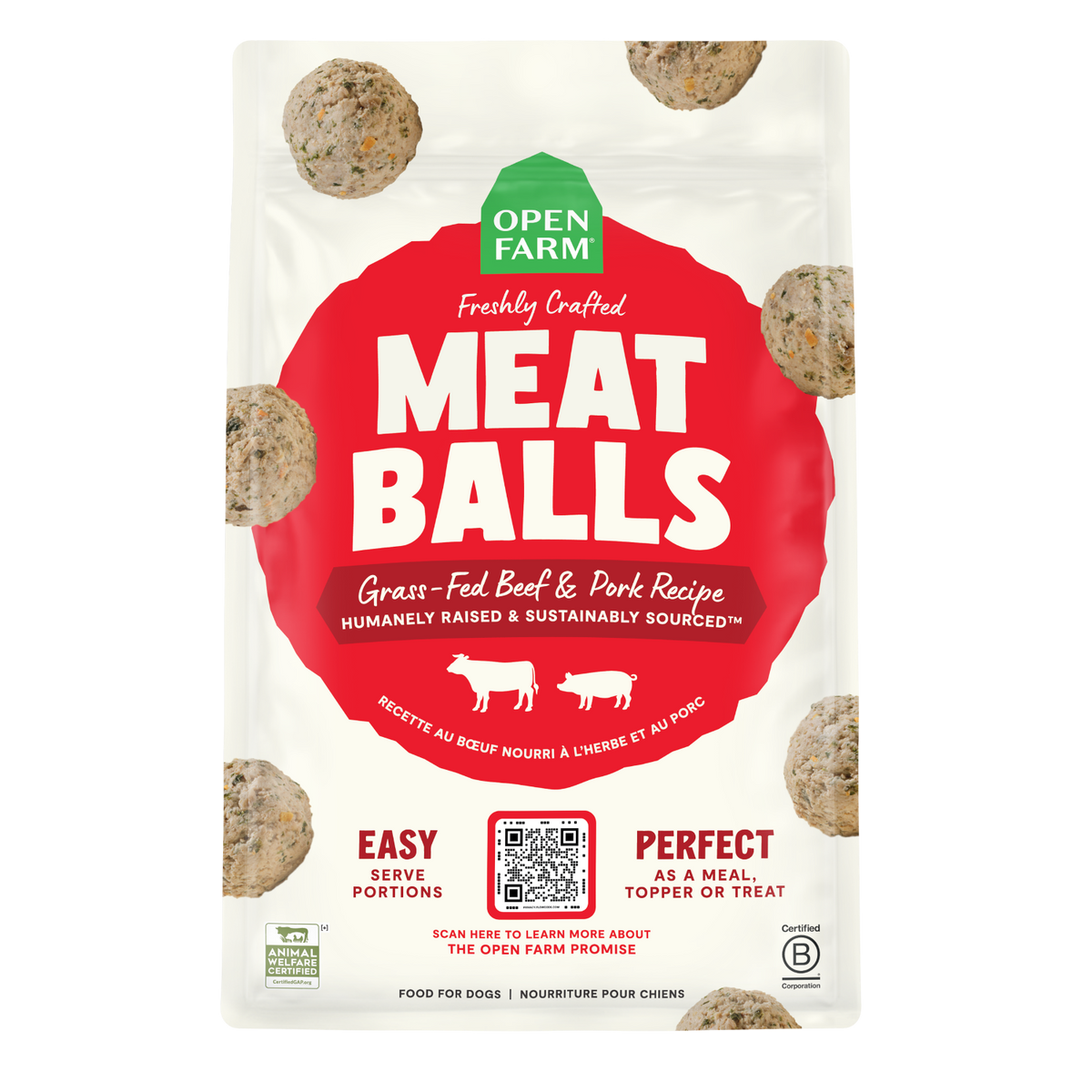 Grass-Fed Beef & Pork Freshly Crafted Meatballs for Dogs